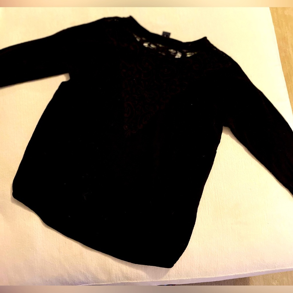 French connection womens black cotton top with back detail size small